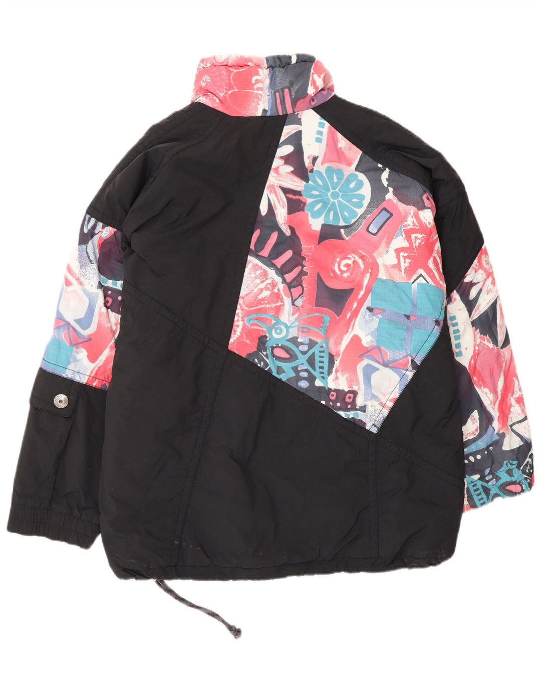 MAIER Mens Oversized Pullover Windbreaker Jacket UK 6 XS Black Floral