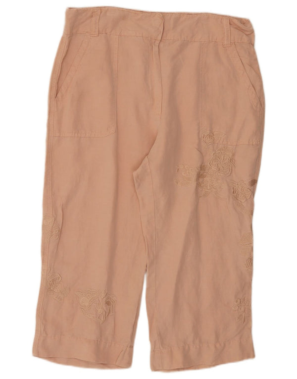 Marks & Spencer Womens Capri Trousers UK 14 Large W34 L20 Pink Floral