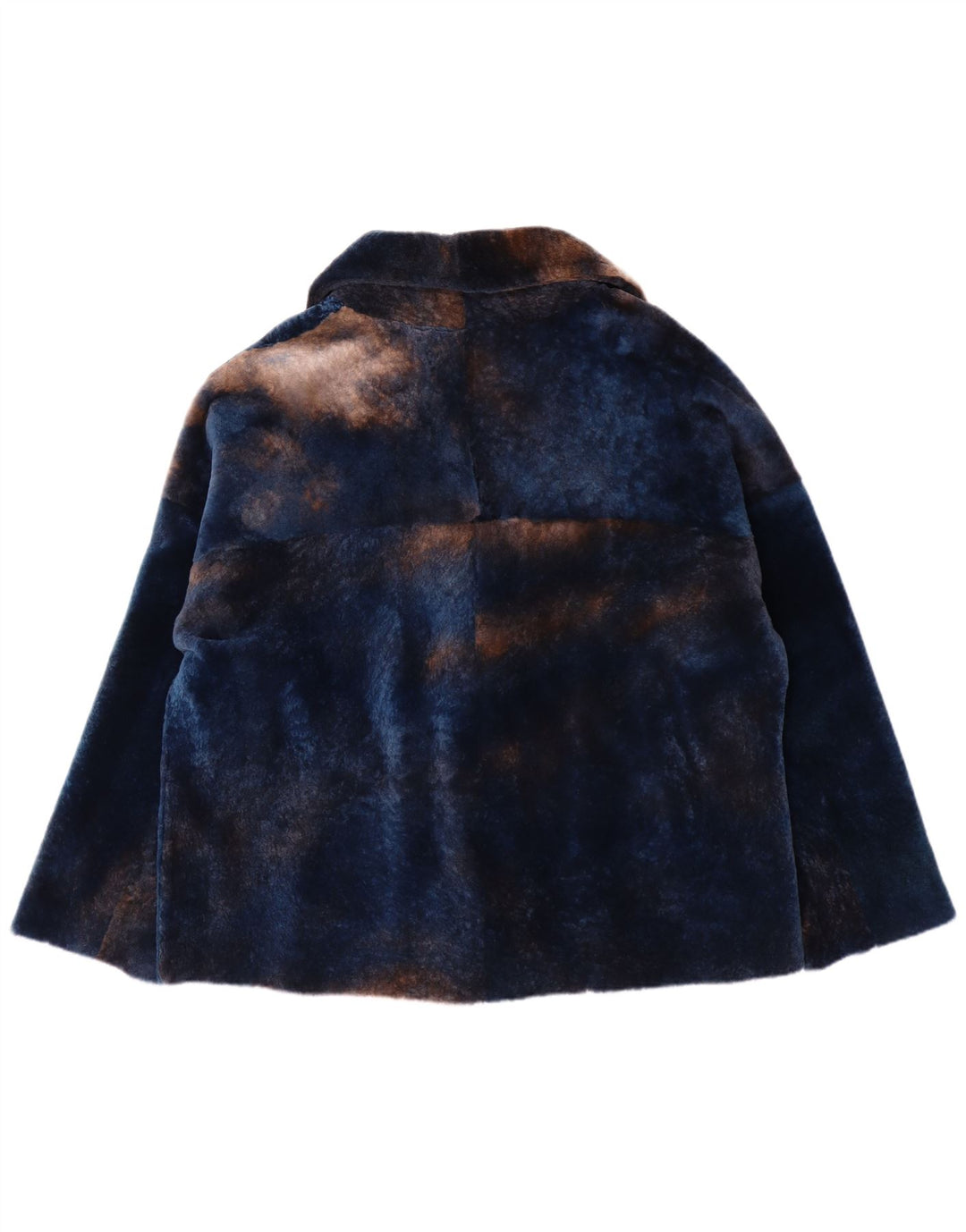 VINTAGE Womens Oversized Fur Jacket IT 50 XL Navy Blue Lambskin