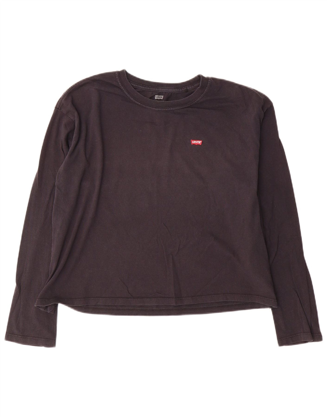 Levi's Womens Crop Top Long Sleeve UK 14 Medium Navy Blue Cotton