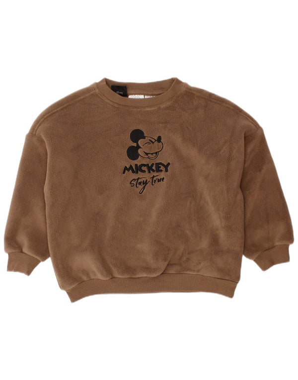 ZARA Baby Boys Mickey Mouse Fleece Jumper 18-24 Months Brown Cotton