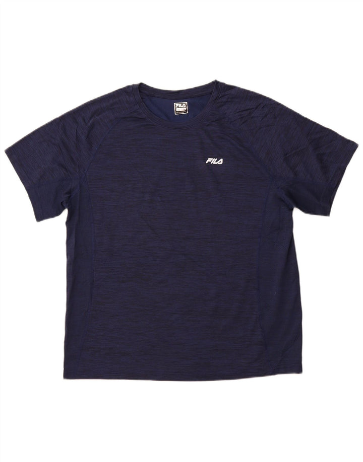 FILA Mens T-Shirt Top Medium Navy Blue Flecked Polyester