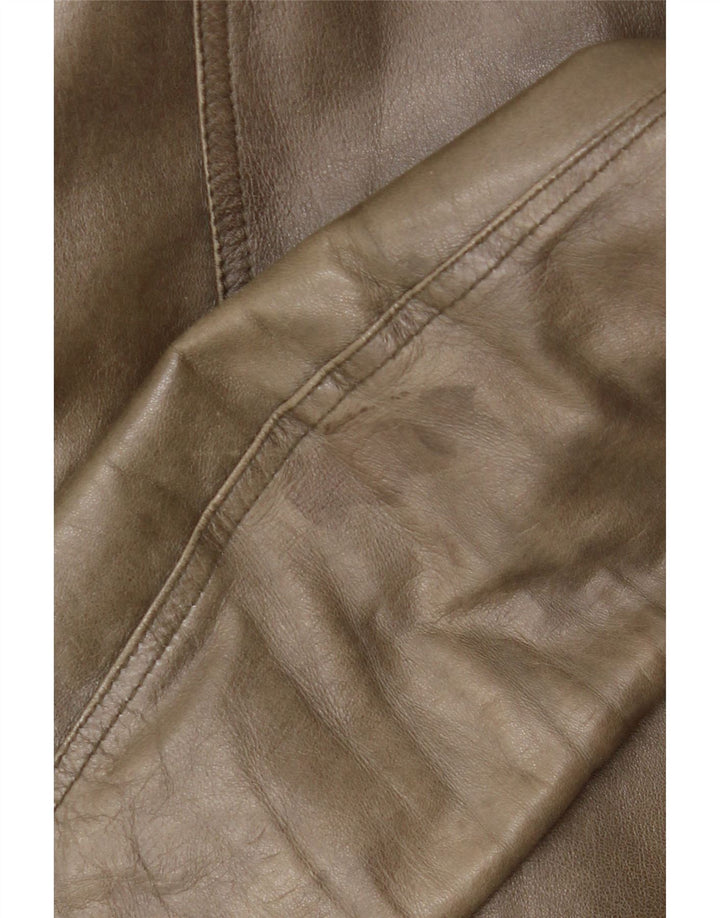 Vintage Womens Leather Jacket IT 42 Medium Khaki Leather