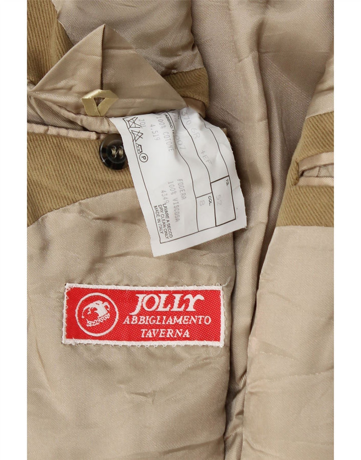 Velluto Duca Visconti Mens 3 Button Blazer Jacket IT 52 XL Beige Cotton