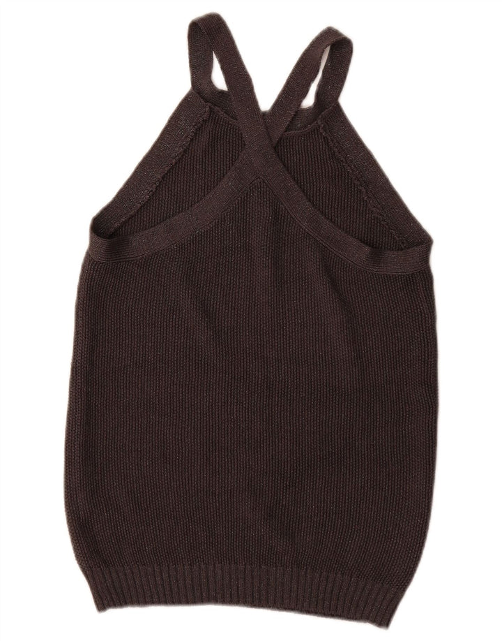 Massimo Dutti Womens Vest Tank Top UK 12 Medium Black Silk