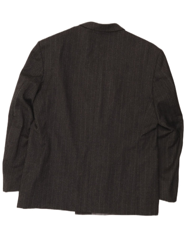 Vintage Mens Double Breasted Blazer Jacket EU 54 2XL Grey Pinstripe Wool