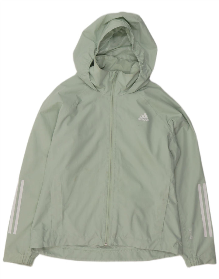 Adidas Womens Hooded Rain Jacket UK 16/18 Large Green Polyester