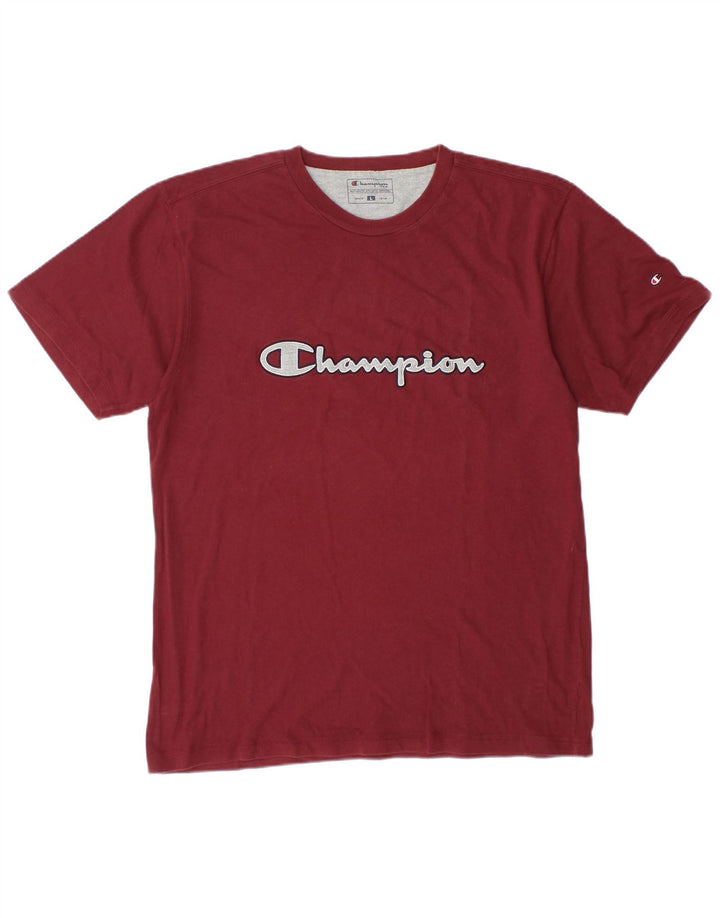 CHAMPION Mens Graphic T-Shirt Top Large Maroon Cotton