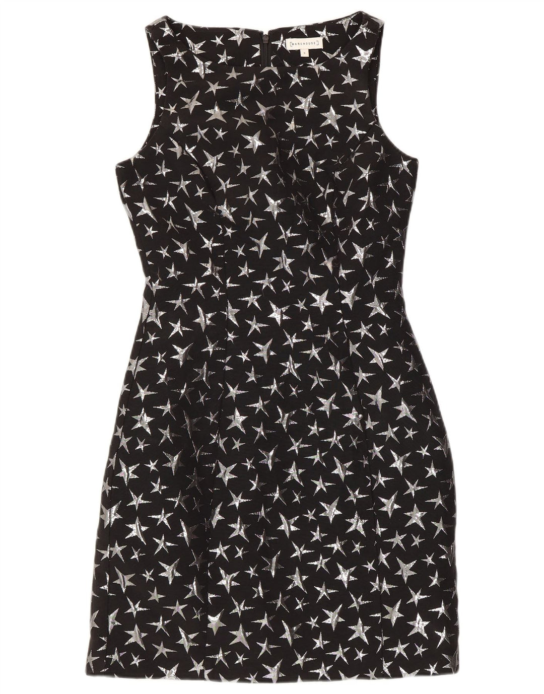 WAREHOUSE Womens Abstract Pattern Sheath Dress UK 8 Small  Black