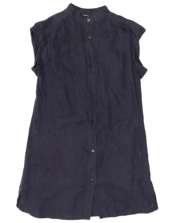 Max & Co. Womens Sleeveless Shirt Dress UK 8 Small Navy Blue Linen