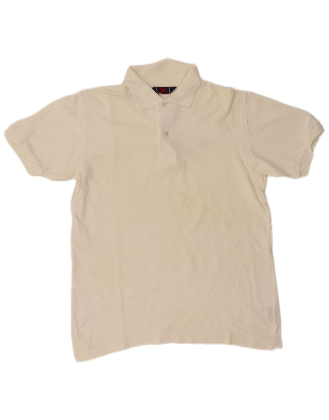 KAPPA Mens Polo Shirt Medium Off White Cotton