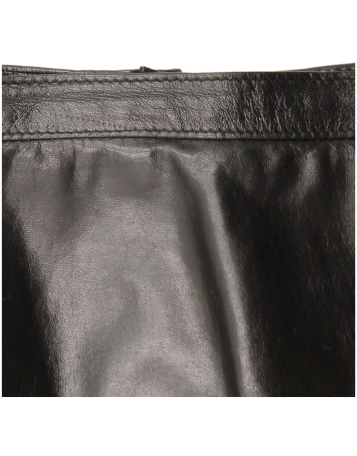 VINTAGE Womens Leather Skirt W32 Large Black