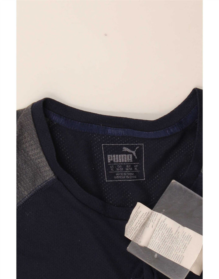 Puma Mens T-Shirt Top XL Navy Blue Colourblock Polyester