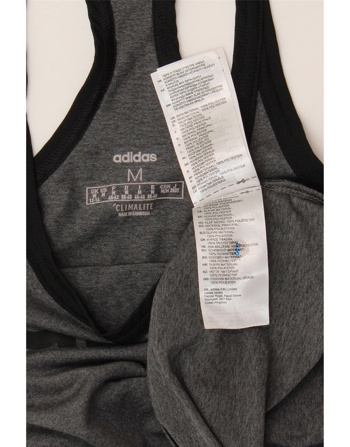ADIDAS Womens Climalite Graphic Vest Top UK 12/14 Medium Grey Polyester
