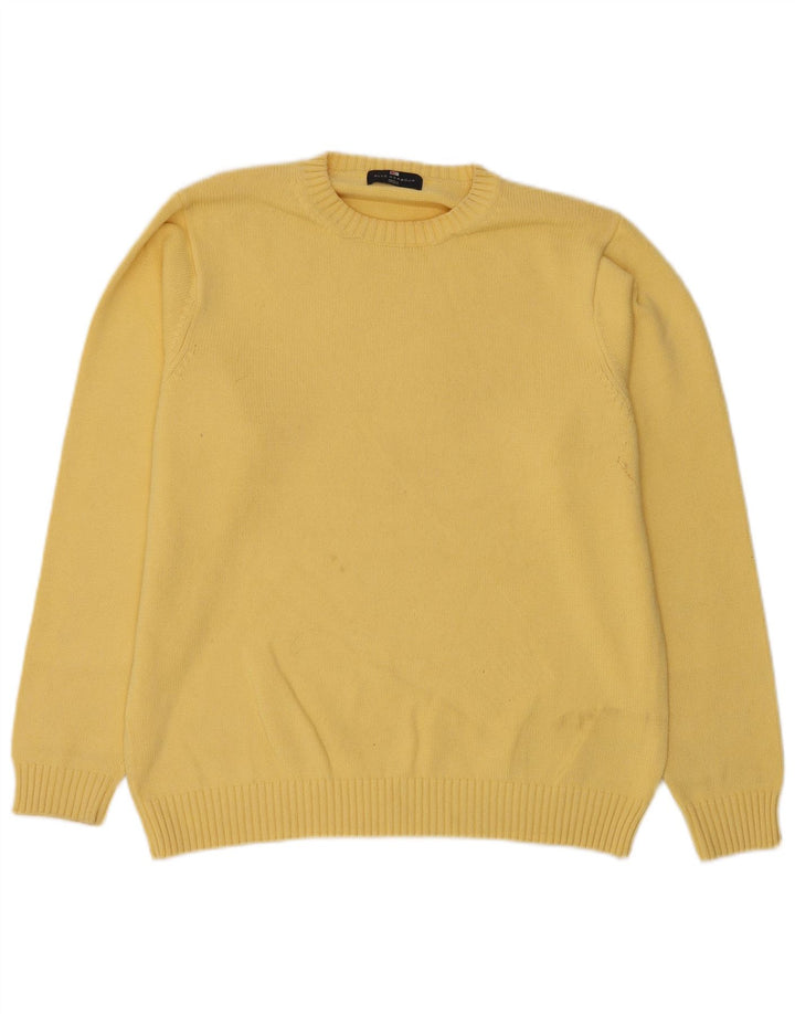 Marks & Spencer Mens Blue Harbour Crew Neck Jumper Sweater Medium Yellow
