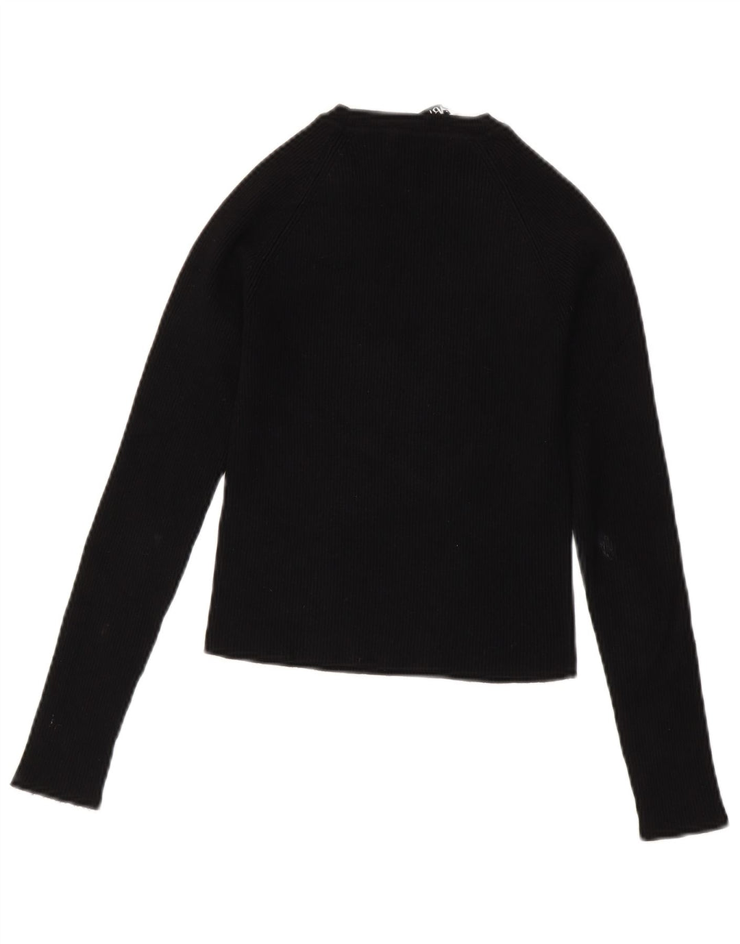 ZARA Womens Crop Boat Neck Jumper Sweater UK 8 Small Black Viscose