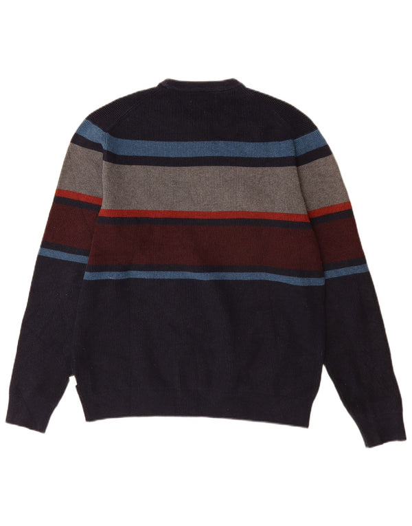 Marks & Spencer Mens Crew Neck Jumper Sweater Medium Navy Blue Colourblock