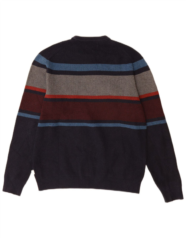 Marks & Spencer Mens Crew Neck Jumper Sweater Medium Navy Blue Colourblock