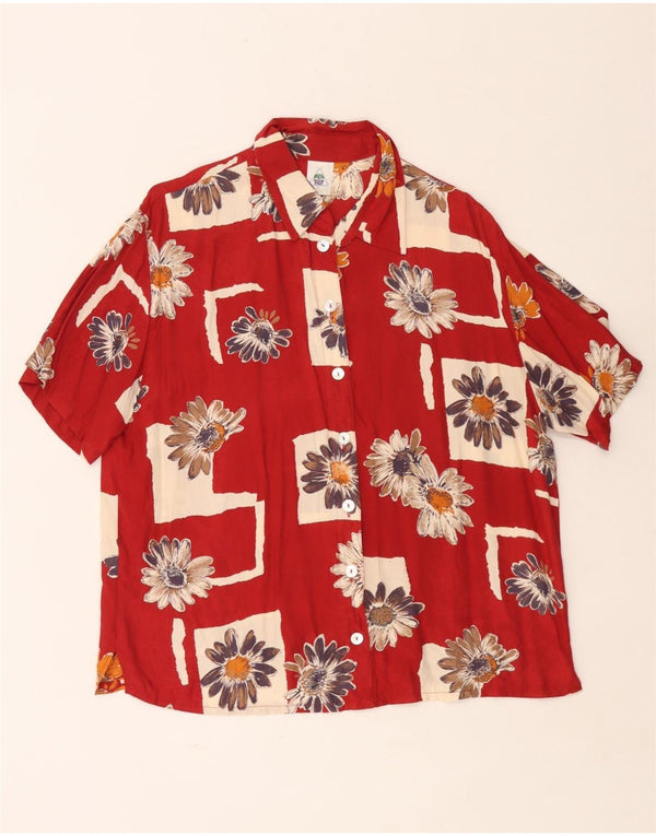 C&A Womens New Fast Short Sleeve Shirt Blouse EU 42 Large Red Floral