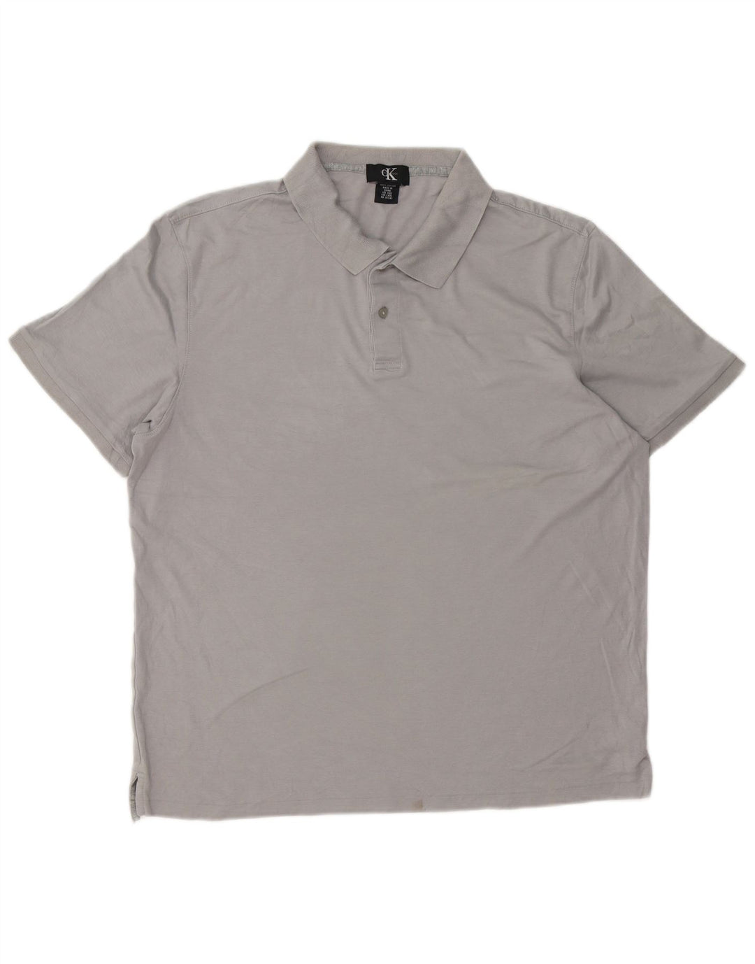 CALVIN KLEIN Mens Polo Shirt Large Grey Cotton