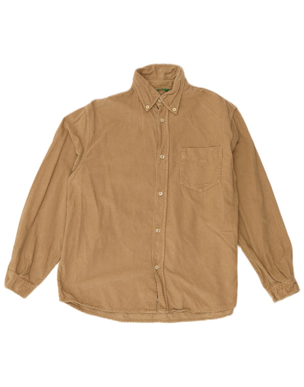 Benetton Boys Corduroy Shirt 9-10 Years Large Beige Cotton