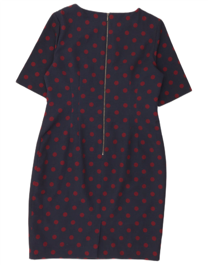 Hobbs Womens Sheath Dress UK 14 Medium Navy Blue Spotted Polyester