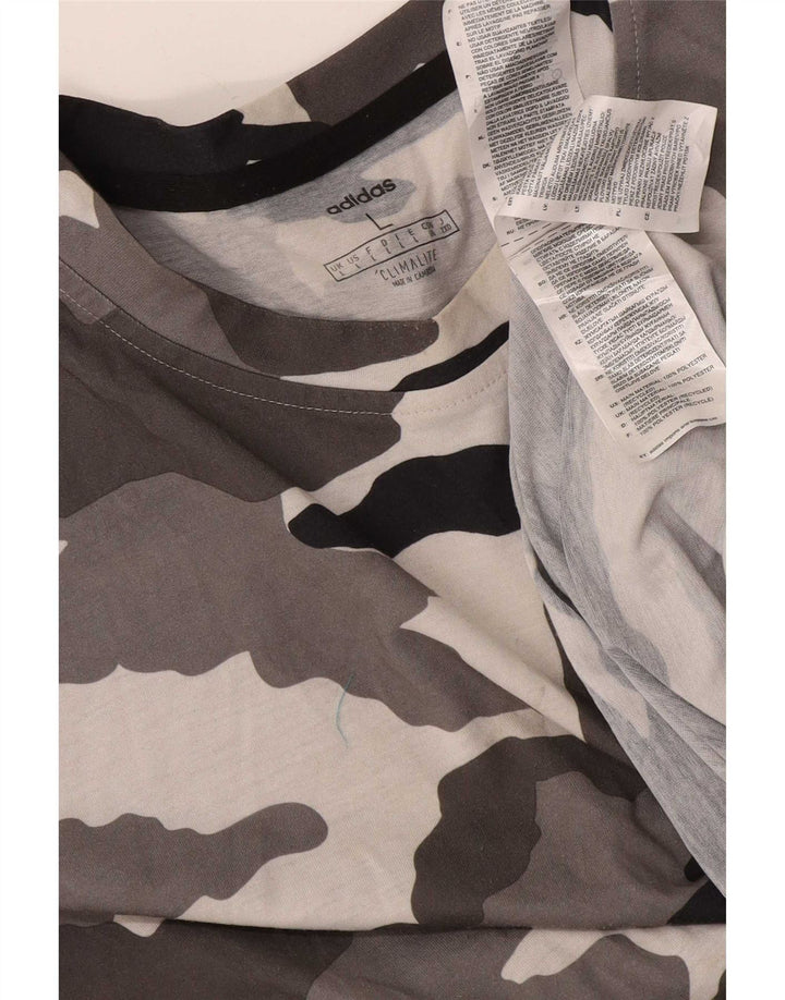 Adidas Mens Climalite T-Shirt Top Large Grey Camouflage Polyester