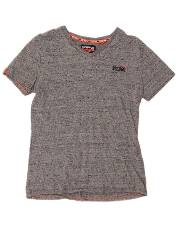 SUPERDRY Mens T-Shirt Top Small Grey Flecked Cotton