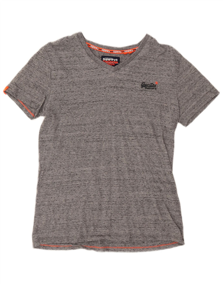 SUPERDRY Mens T-Shirt Top Small Grey Flecked Cotton