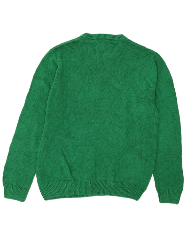 Chaps Mens Crew Neck Jumper Sweater Large Green Cotton