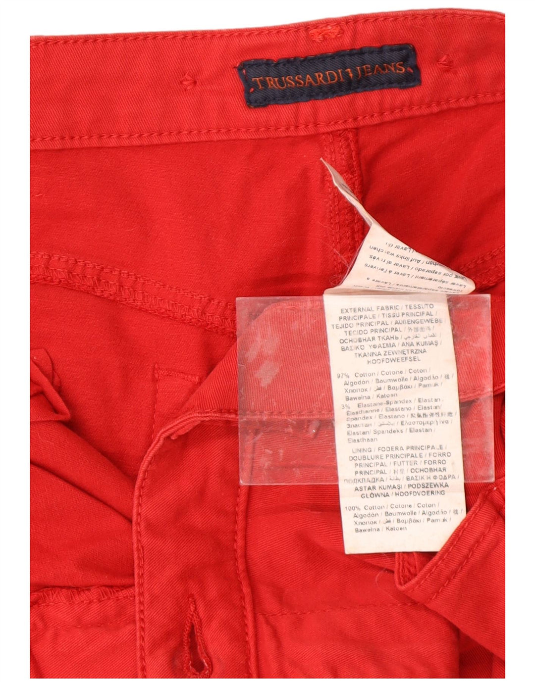 TRUSSARDI Womens Straight Casual Trousers W34 L26 Red Cotton