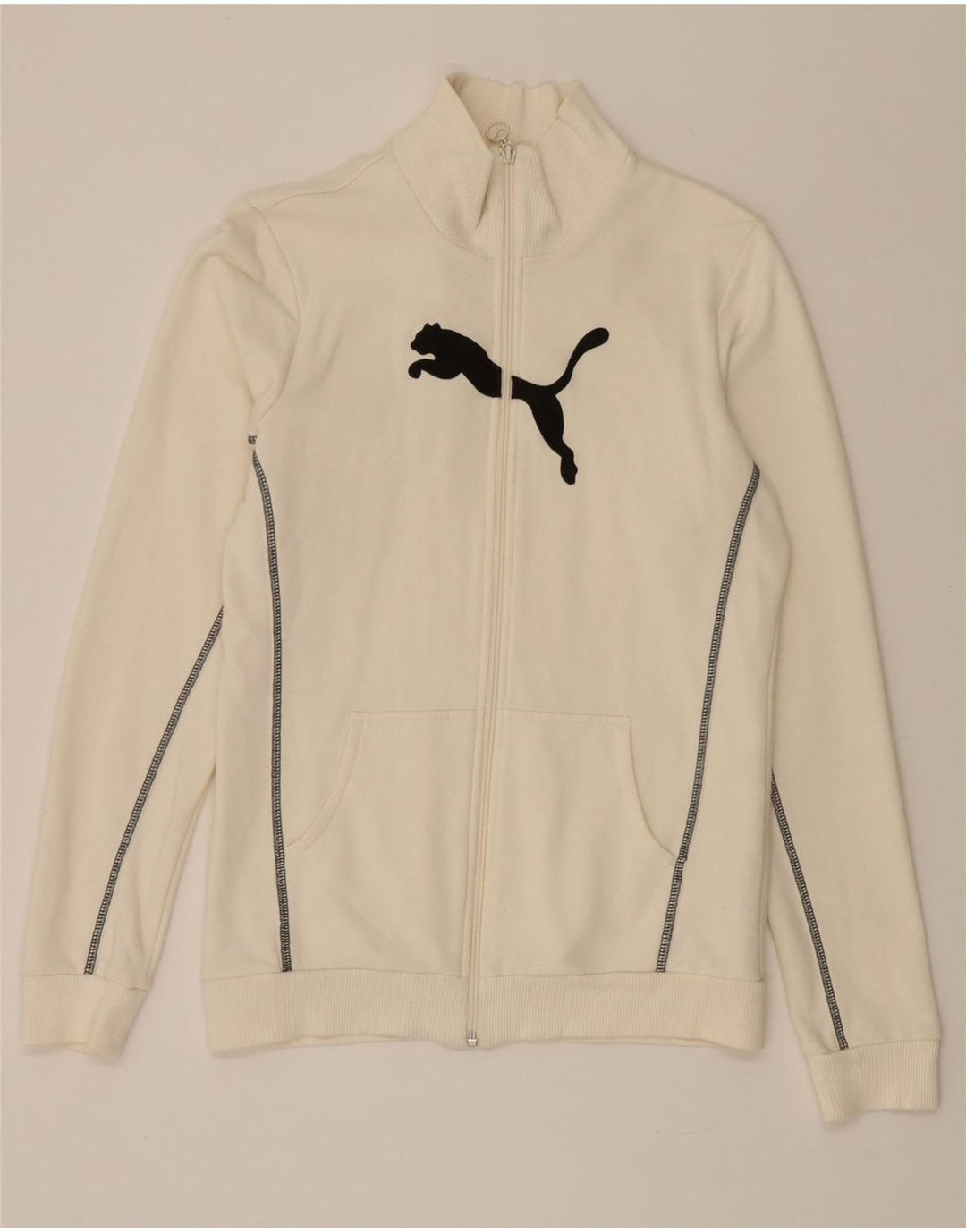 PUMA Boys Graphic Tracksuit Top Jacket 15-16 Years White Cotton Vintage Puma and Second-Hand Puma from Messina Hembry 