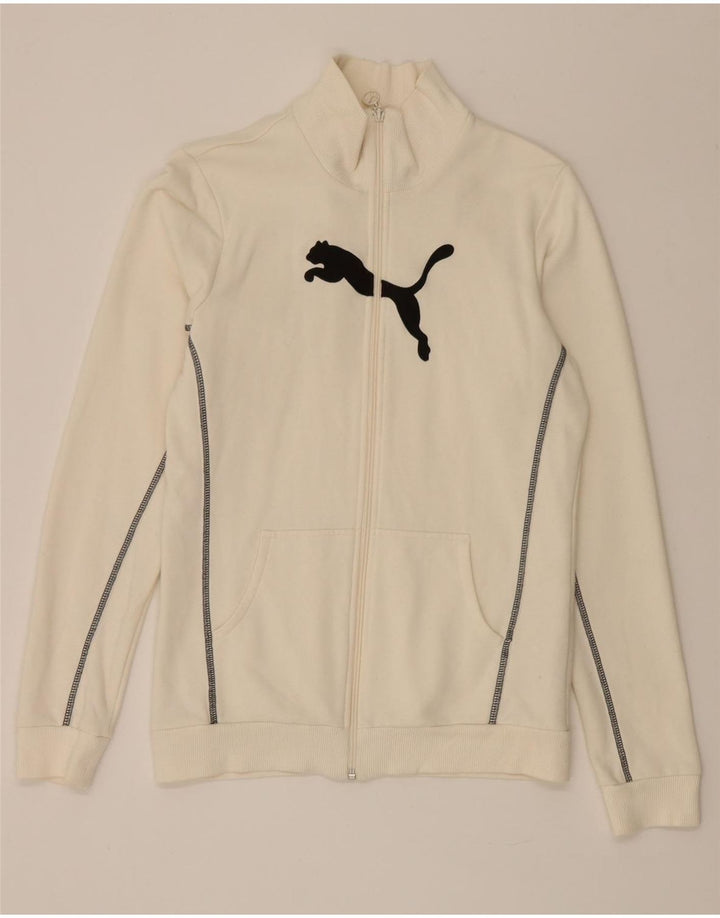 PUMA Boys Graphic Tracksuit Top Jacket 15-16 Years White Cotton Vintage Puma and Second-Hand Puma from Messina Hembry 