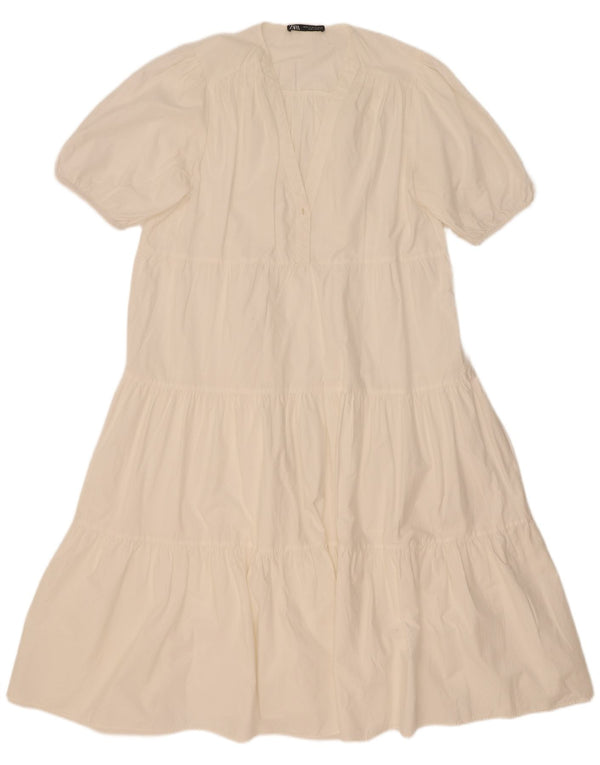 Zara Womens Tiered Dress UK 14 Medium White