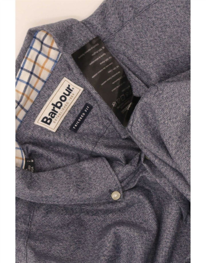 Barbour Mens Tailored Fit Shirt Medium Blue Flecked Cotton
