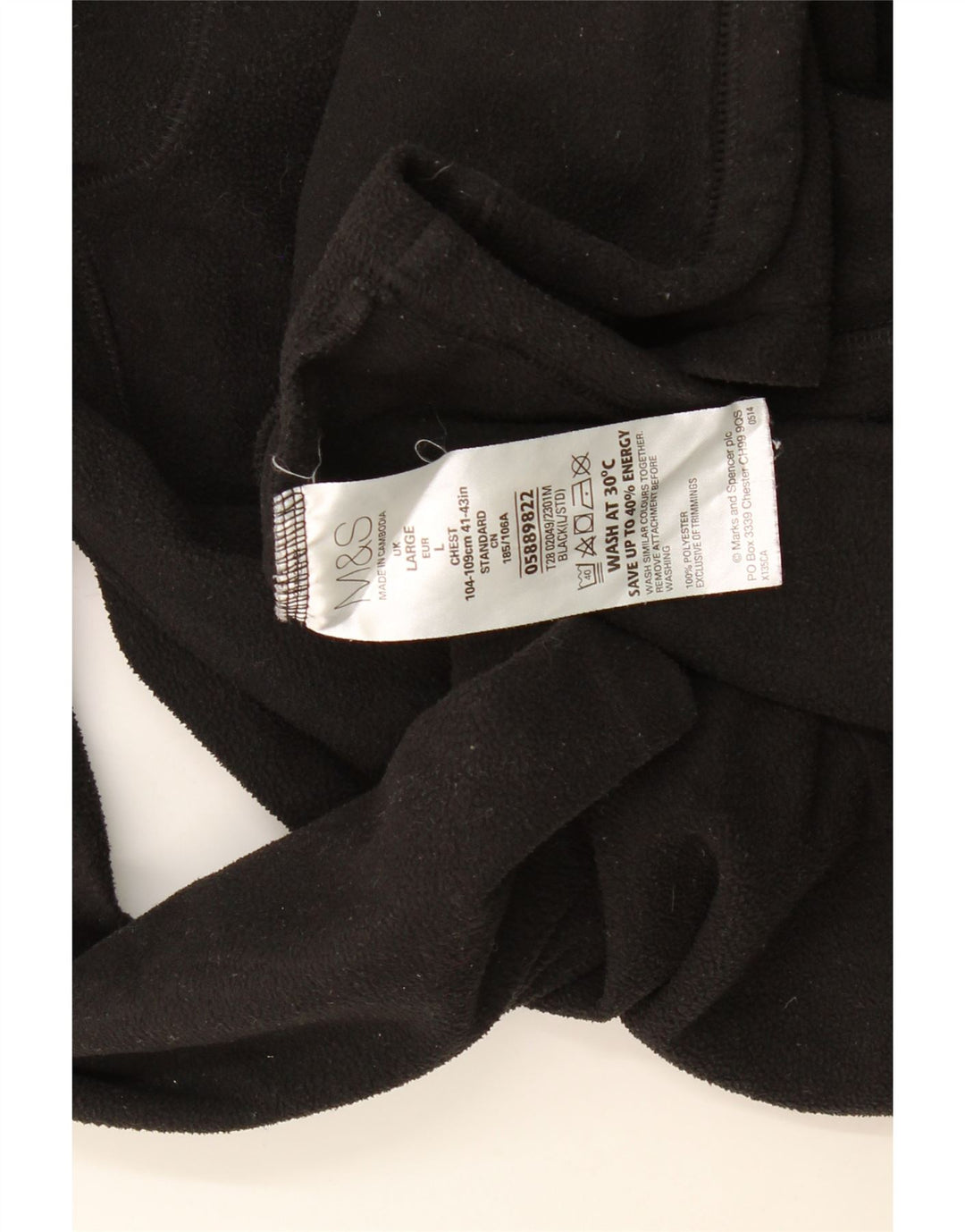 Marks & Spencer Mens Fleece Jacket UK 40 Large Black Polyester