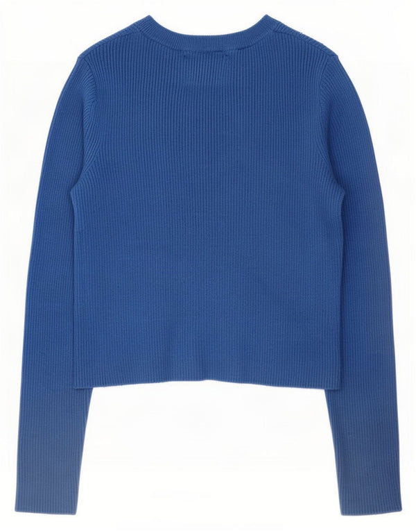 Zara Girls Crop Top Long Sleeve 13-14 Years Blue Viscose