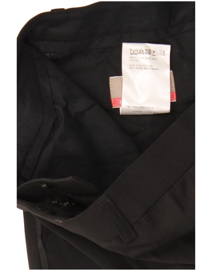 Marks & Spencer Mens Straight Suit Trousers W32 L31 Black Polyester