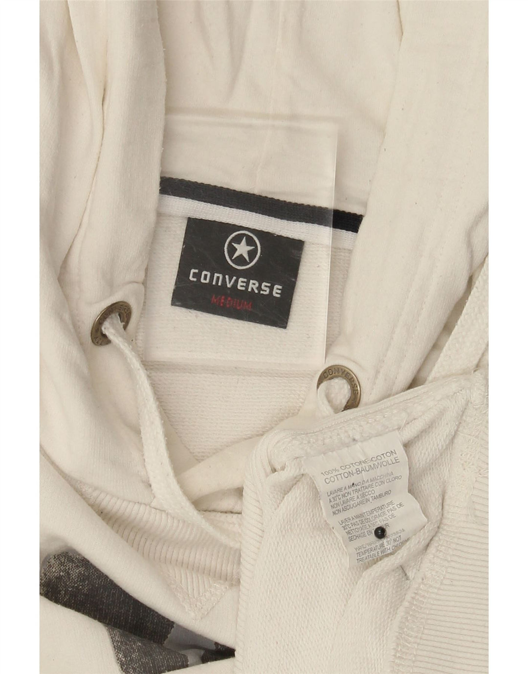 Converse Mens Graphic Hoodie Jumper Medium White Cotton