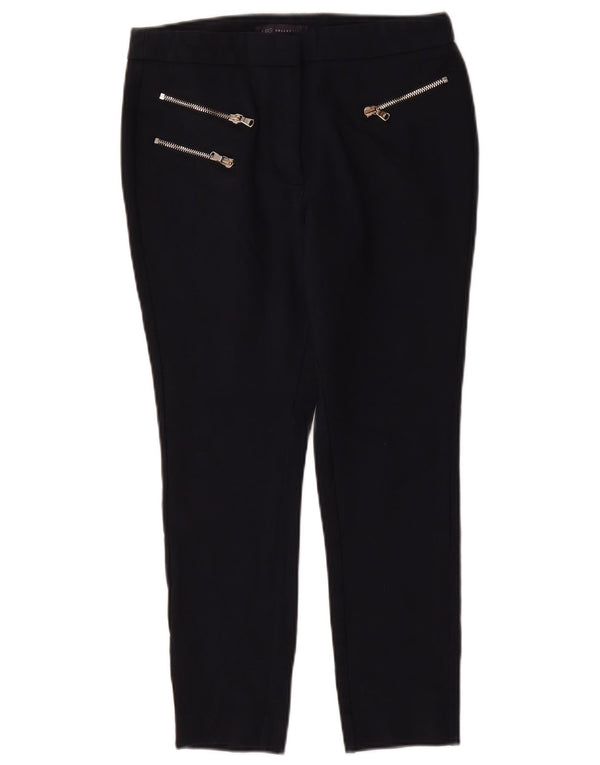 Marks & Spencer Womens Cropped Trousers UK 12 Medium W30 L25 Navy Blue