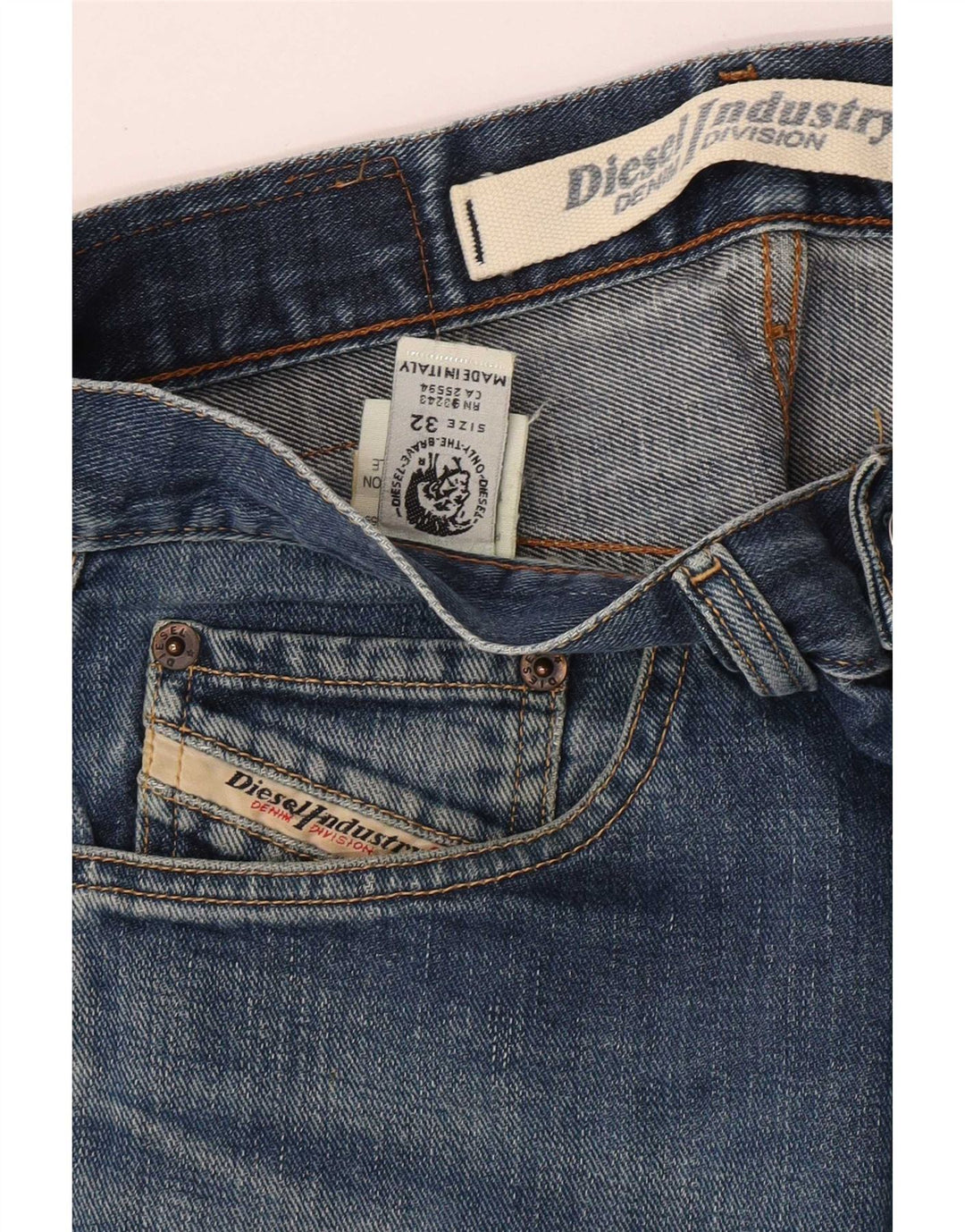 Diesel Mens Straight Jeans W32 L30 Blue Cotton