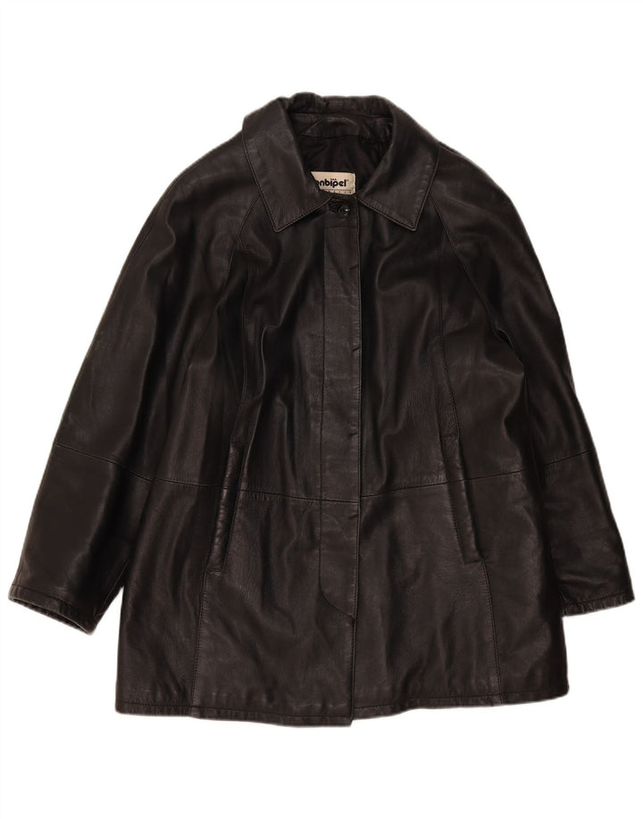 Conbipel Womens Loose Fit Leather Coat IT 44 Medium Black