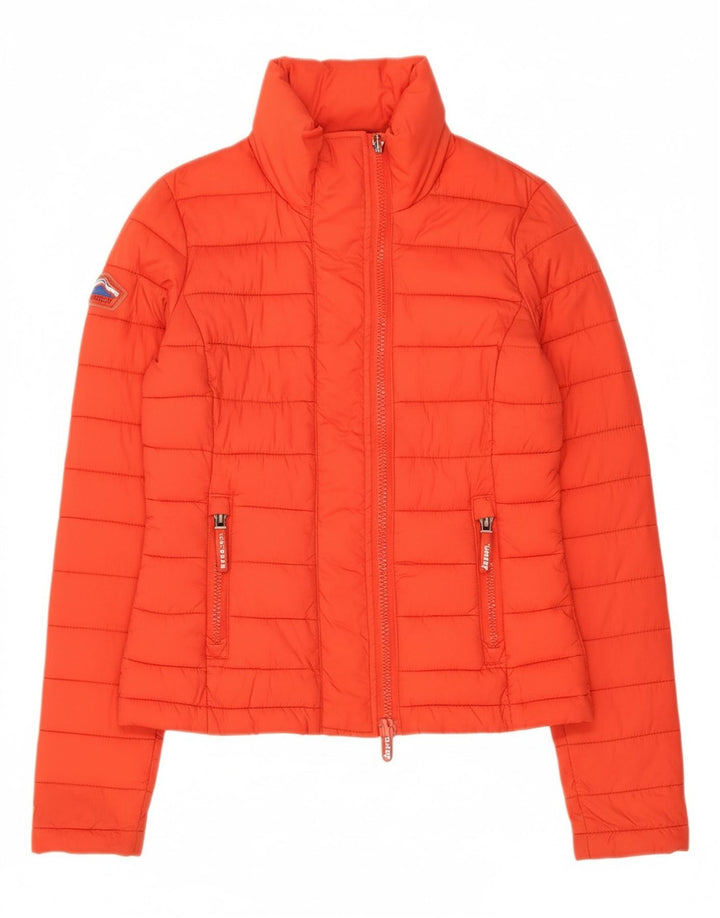 SUPERDRY Womens Padded Jacket UK 10 Small Orange Nylon