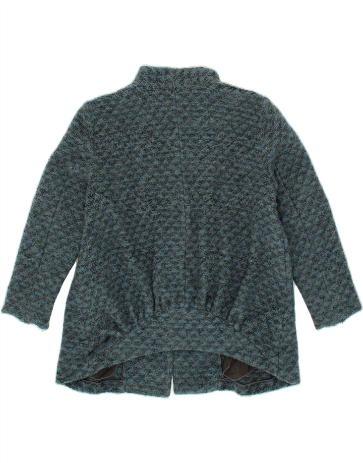 EMPORIO ARMANI Womens Overcoat IT 38 XS Blue Geometric Polyester Vintage Emporio Armani and Second-Hand Emporio Armani from Messina Hembry 