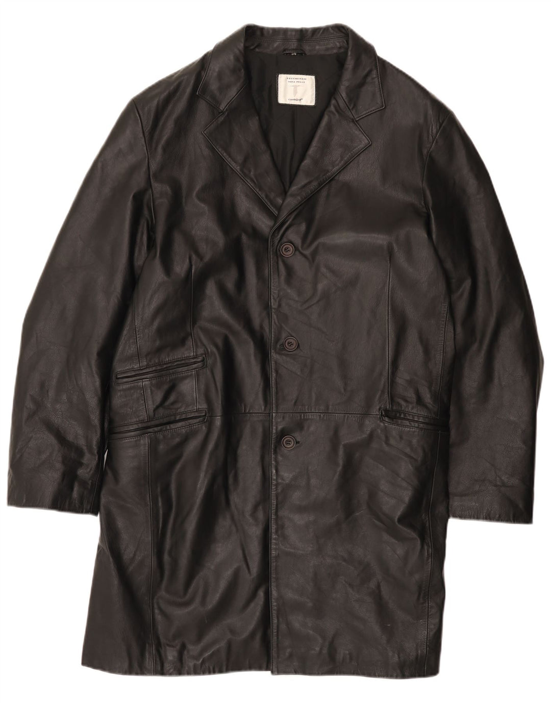 Conbipel Mens Free Heron Leather Coat IT 54 XL Black Leather