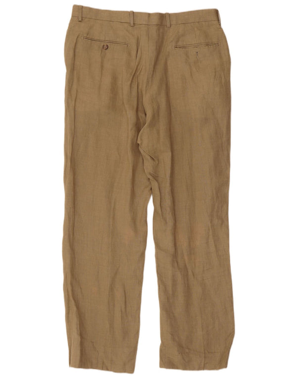 Marks & Spencer Mens Straight Chino Trousers W34 L31 Beige Linen