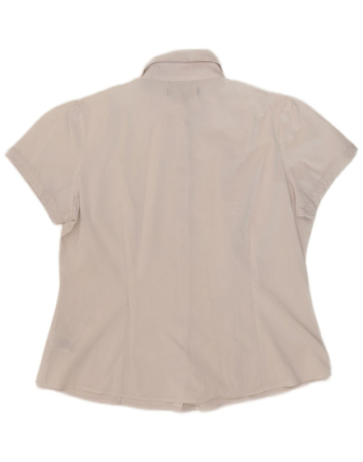 Marks & Spencer Womens Short Sleeve Shirt UK 12 Medium White Cotton