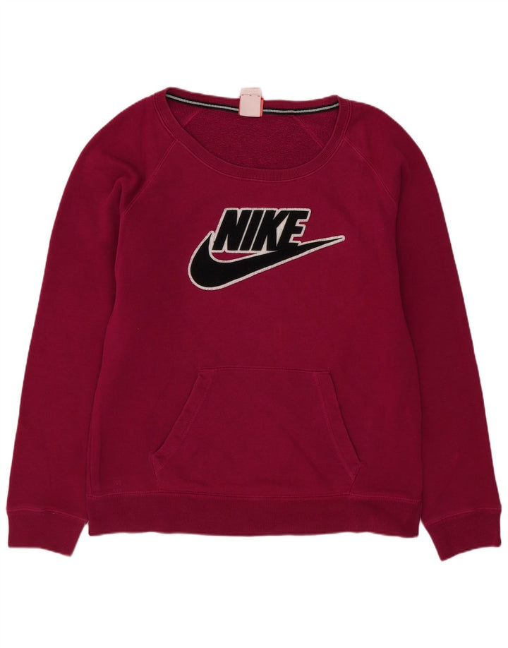 Nike Womens Graphic Sweatshirt Jumper UK 14 Medium Pink Cotton