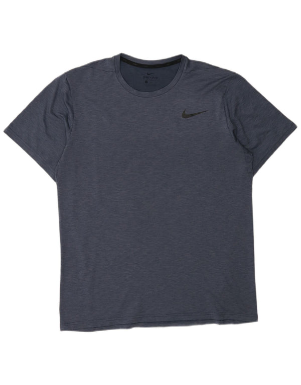 Nike Mens Dri Fit T-Shirt Top Large Blue Flecked Polyester Sports