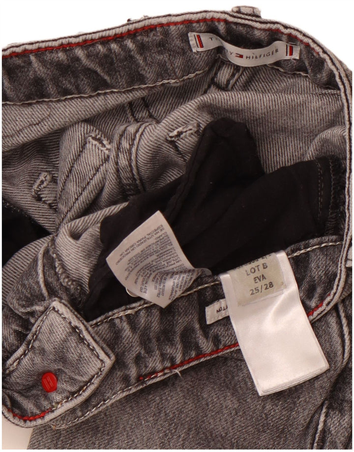 TOMMY HILFIGER Womens Eva High Waist Tapered Jeans W25 L25 Grey Cotton